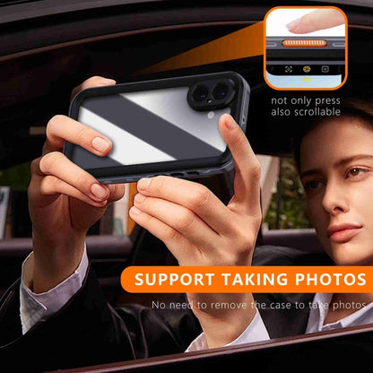 For iPhone 16 RedPepper Transparent Dot IP68 Waterproof Triple-proof Phone Case(Black Dark Grey)