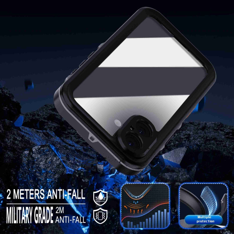 For iPhone 16 RedPepper Transparent Dot IP68 Waterproof Triple-proof Phone Case(Black Dark Grey)