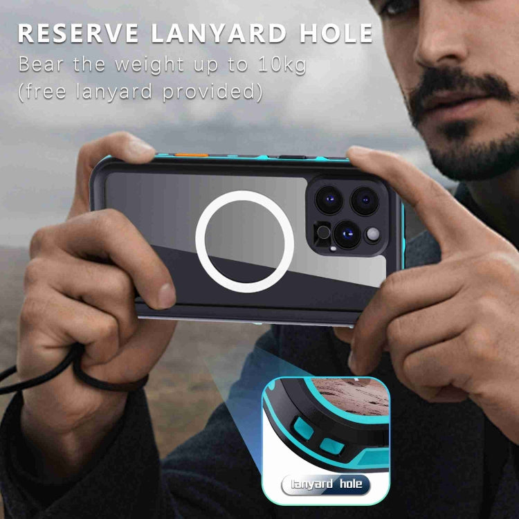 Pour iPhone 16 Pro Max RedPepper Transparent Dot IP68 Étanche Triple-protection Coque de Téléphone MagSafe (Noir Bleu)