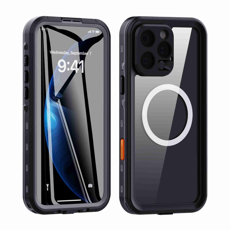 Pour iPhone 16 Pro RedPepper Coque de téléphone transparente, triple protection, étanche IP68, MagSafe (noir gris foncé)