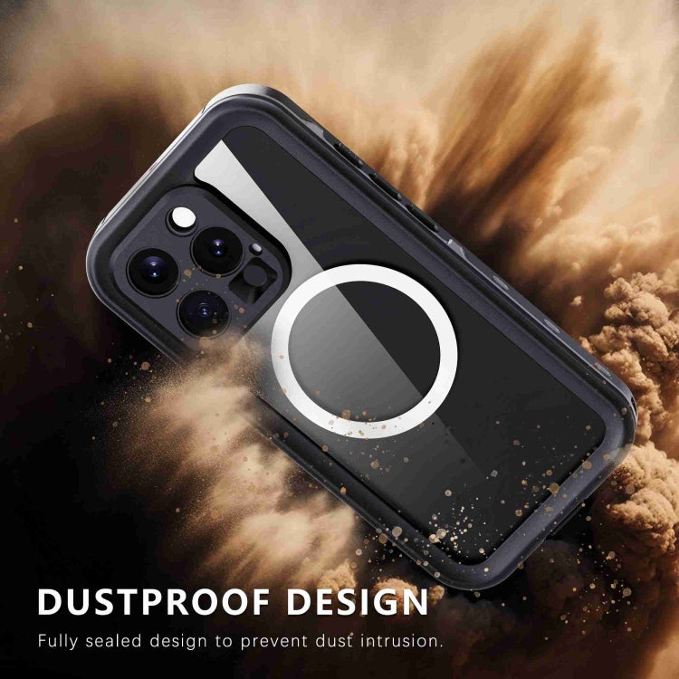 Pour iPhone 16 Pro RedPepper Coque de téléphone transparente, triple protection, étanche IP68, MagSafe (noir gris foncé)