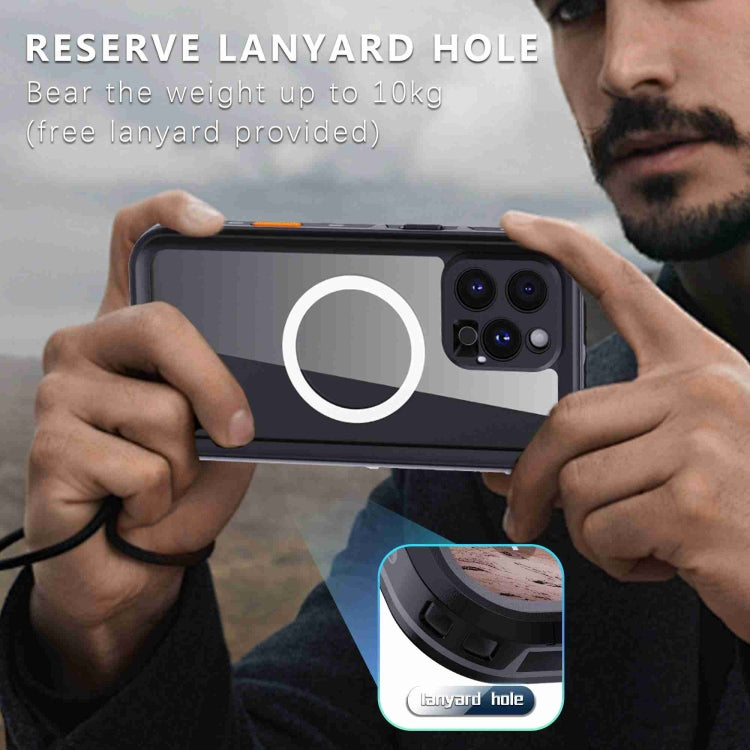 Pour iPhone 16 Pro RedPepper Coque de téléphone transparente, triple protection, étanche IP68, MagSafe (noir gris foncé)