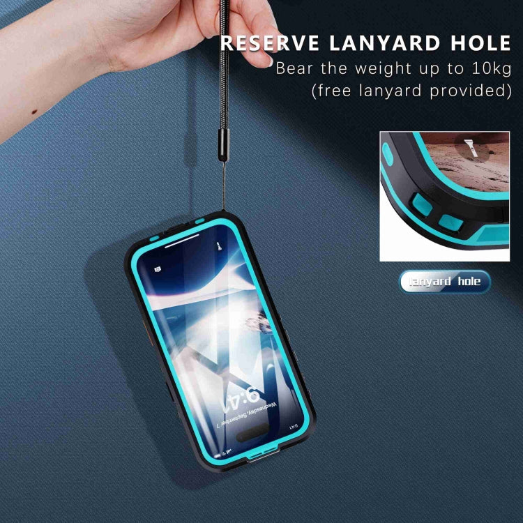 For iPhone 16 Plus RedPepper Transparent Dot IP68 Waterproof Triple-proof MagSafe Phone Case(Black Blue)