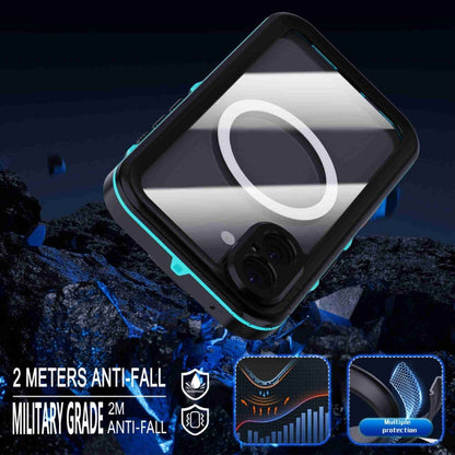 For iPhone 16 RedPepper Transparent Dot IP68 Waterproof Triple-proof MagSafe Phone Case(Black Blue)