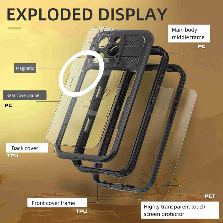 For iPhone 16 Pro Max RedPepper IP68 Waterproof Triple-proof MagSafe Phone Case(Black)