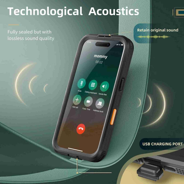 For iPhone 16 Pro Max RedPepper IP68 Waterproof Triple-proof MagSafe Phone Case(Black)