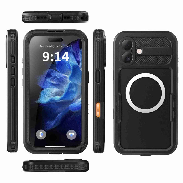 For iPhone 16 Plus RedPepper IP68 Waterproof Triple-proof MagSafe Phone Case(Black)