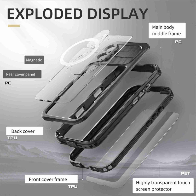 For iPhone 16 RedPepper IP68 Waterproof Triple-proof MagSafe Phone Case(Black)