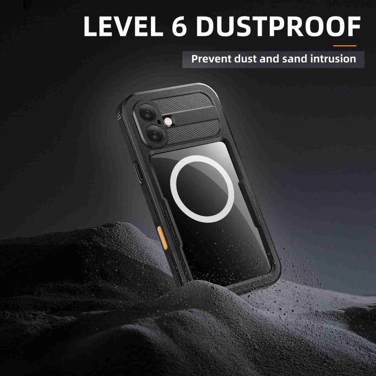 For iPhone 16 RedPepper IP68 Waterproof Triple-proof MagSafe Phone Case(Black)