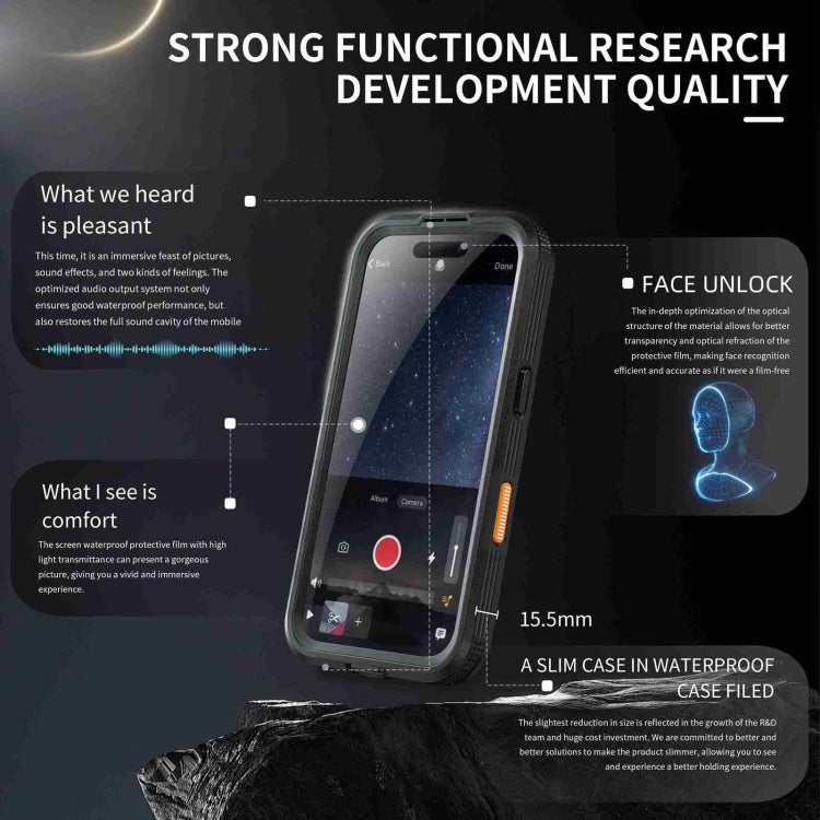 For iPhone 16 RedPepper IP68 Waterproof Triple-proof MagSafe Phone Case(Black)