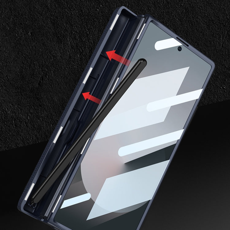 Pour l'étui de téléphone à rabat en cuir magnétique intégré GKK pour Samsung Galaxy Z Fold6 avec support pour stylet, stylet non inclus (noir)