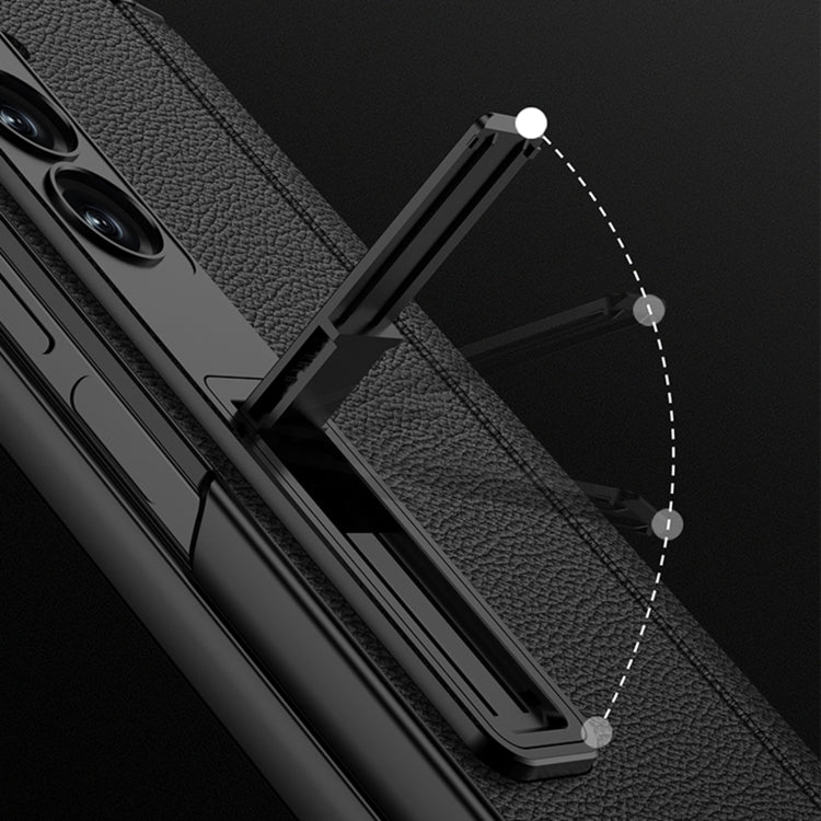 Pour l'étui de téléphone à rabat en cuir magnétique intégré GKK pour Samsung Galaxy Z Fold6 avec support pour stylet, stylet non inclus (noir)