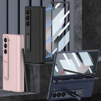 For Samsung Galaxy Z Fold6 GKK Integrated Magnetic Leather Flip Phone Case with Pen Box, Not Included Pen(Light Rose)