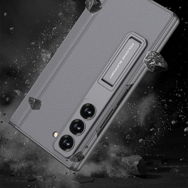 For Samsung Galaxy Z Fold6 GKK Integrated Magnetic Leather Flip Phone Case with Pen Box, Not Included Pen(Light Rose)