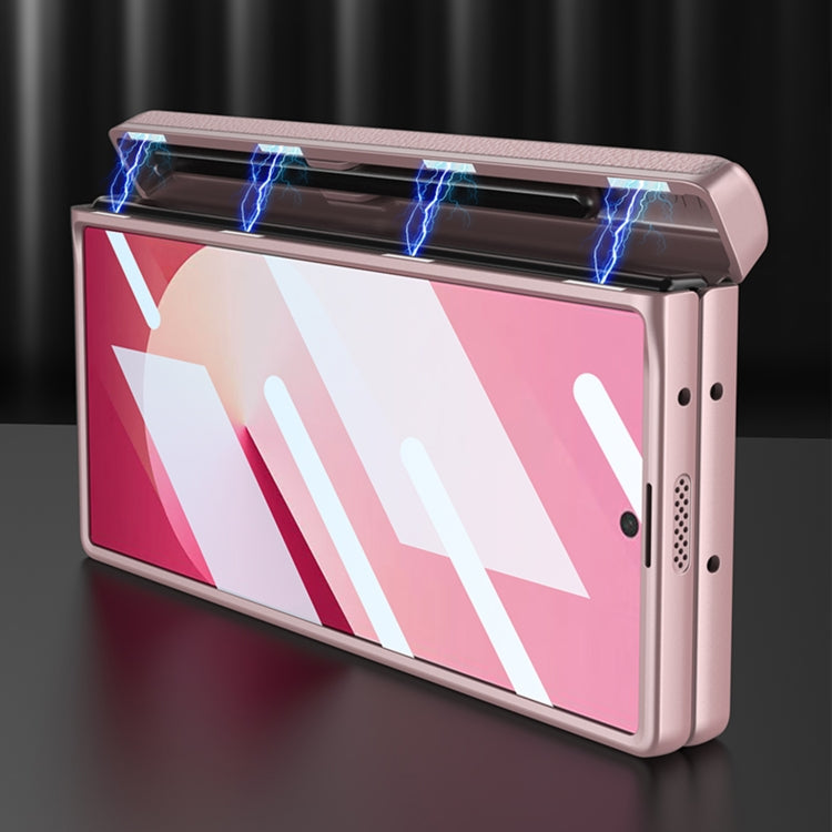 For Samsung Galaxy Z Fold6 GKK Integrated Magnetic Leather Flip Phone Case with Pen Box, Not Included Pen(Carbon Fiber)