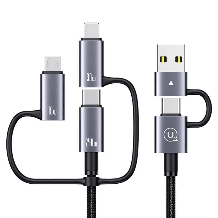Câble de charge rapide et de données 6 en 1 en alliage d'aluminium USAMS SJ737 240 W, longueur : 1,2 m (couleur bronze)