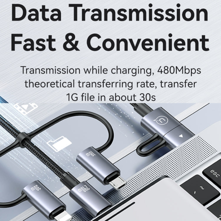 Câble de charge rapide et de données 6 en 1 en alliage d'aluminium USAMS SJ737 240 W, longueur : 1,2 m (couleur bronze)