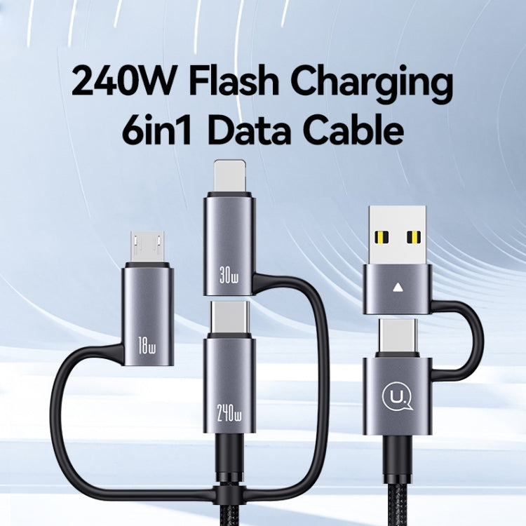 Câble de charge rapide et de données 6 en 1 en alliage d'aluminium USAMS SJ737 240 W, longueur : 1,2 m (couleur bronze)
