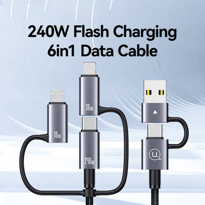 Câble de charge rapide et de données 6 en 1 en alliage d'aluminium USAMS SJ737 240 W, longueur : 1,2 m (couleur bronze)