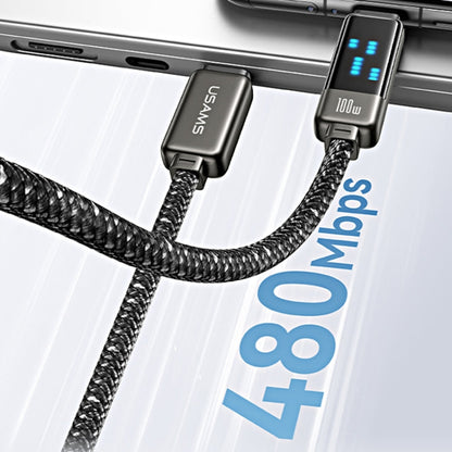 USAMS SJ744 100W USB-C / Type-C to USB-C / Type-C Zinc Alloy Fast Data Cable, Length: 1.2m(Titanium)