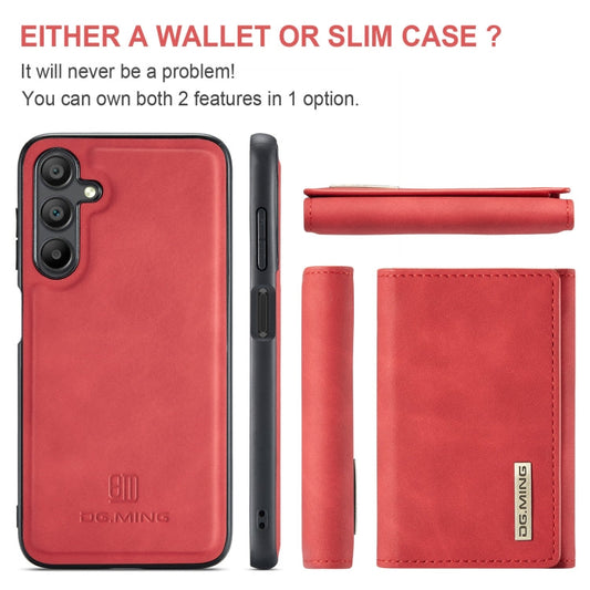 For Samsung Galaxy A16 5G DG.MING M1 Series 3-Fold Multi Card Wallet + Magnetic Phone Case(Red)