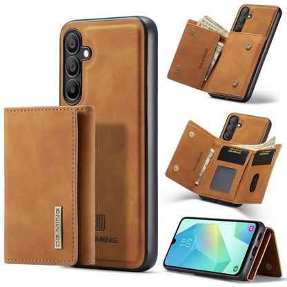 For Samsung Galaxy A16 5G DG.MING M1 Series 3-Fold Multi Card Wallet + Magnetic Phone Case(Brown)