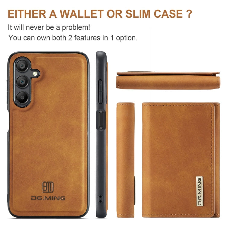 For Samsung Galaxy A16 5G DG.MING M1 Series 3-Fold Multi Card Wallet + Magnetic Phone Case(Brown)