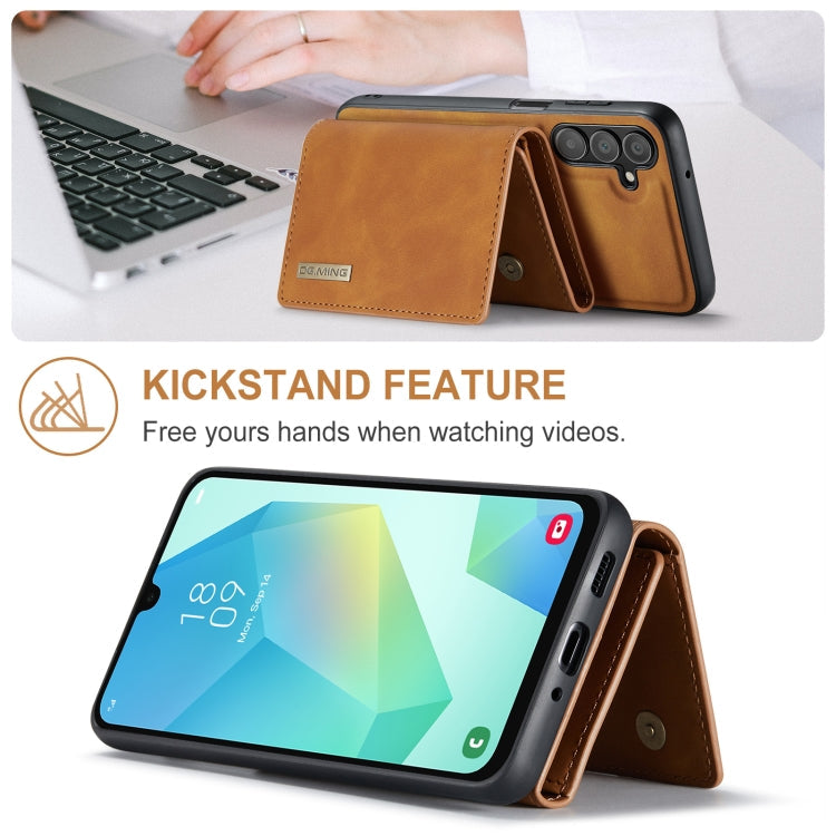 For Samsung Galaxy A16 5G DG.MING M1 Series 3-Fold Multi Card Wallet + Magnetic Phone Case(Brown)