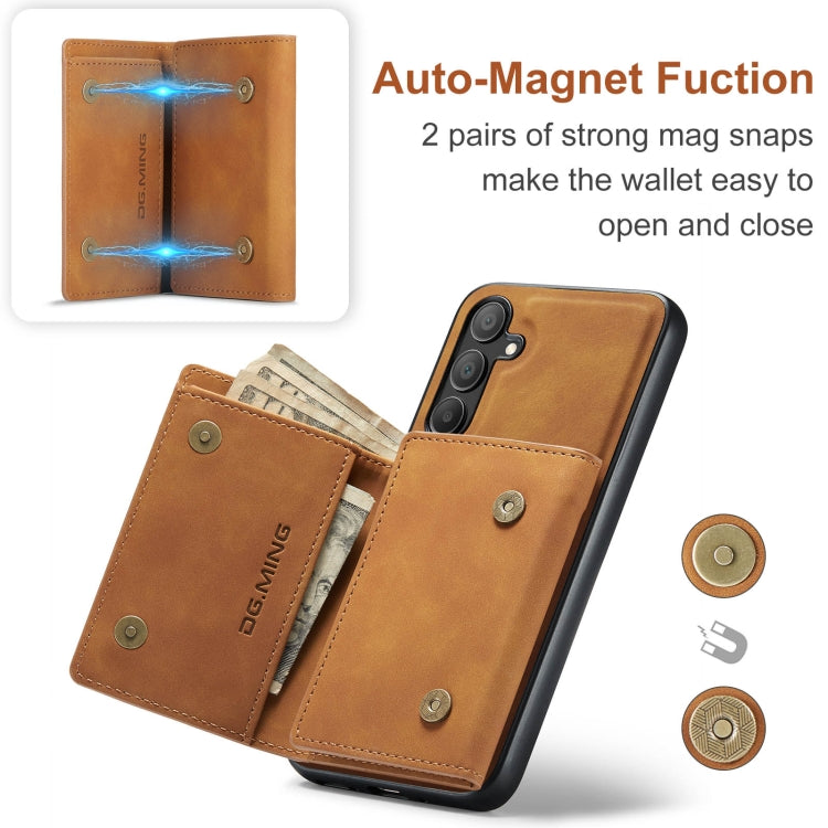 For Samsung Galaxy A16 5G DG.MING M1 Series 3-Fold Multi Card Wallet + Magnetic Phone Case(Brown)