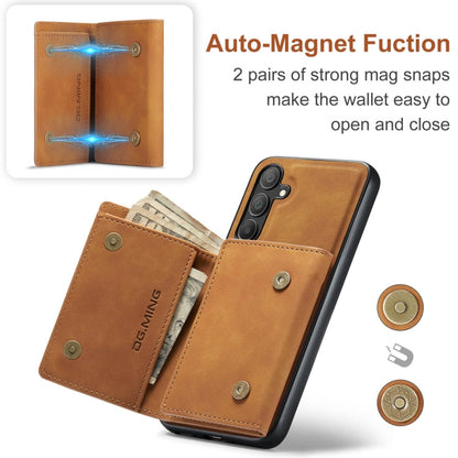For Samsung Galaxy A16 5G DG.MING M1 Series 3-Fold Multi Card Wallet + Magnetic Phone Case(Brown)