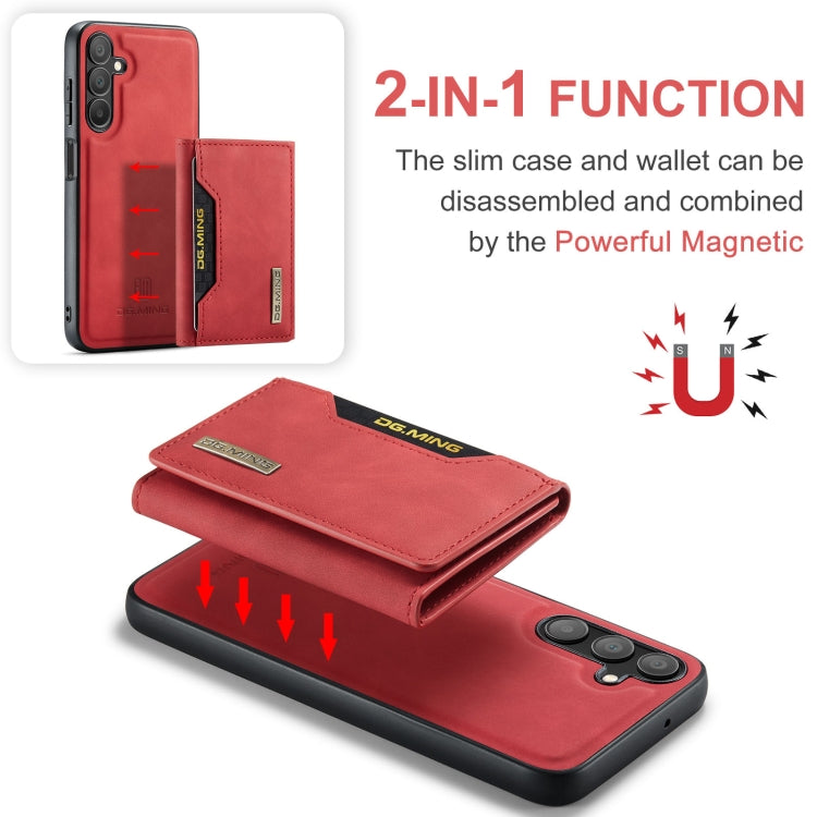 For Samsung Galaxy A16 5G DG.MING M2 Series 3-Fold Multi Card Bag + Magnetic Phone Case(Red)