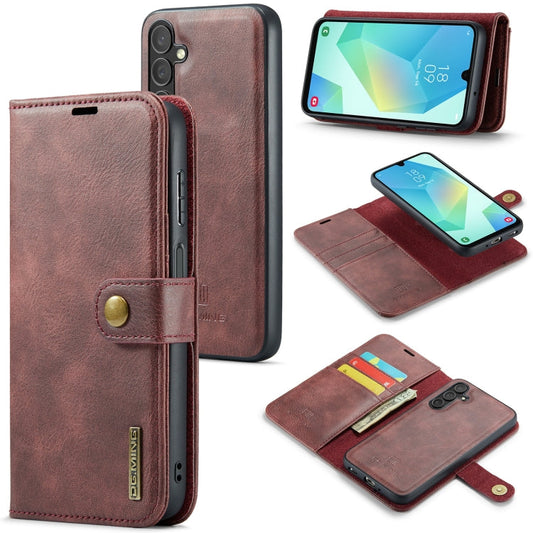 For Samsung Galaxy A16 5G DG.MING Crazy Horse Texture Detachable Magnetic Leather Case(Red)