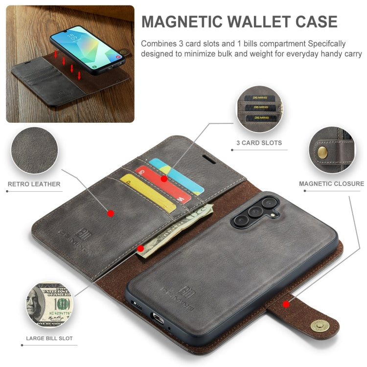 For Samsung Galaxy A16 5G DG.MING Crazy Horse Texture Detachable Magnetic Leather Case(Grey)