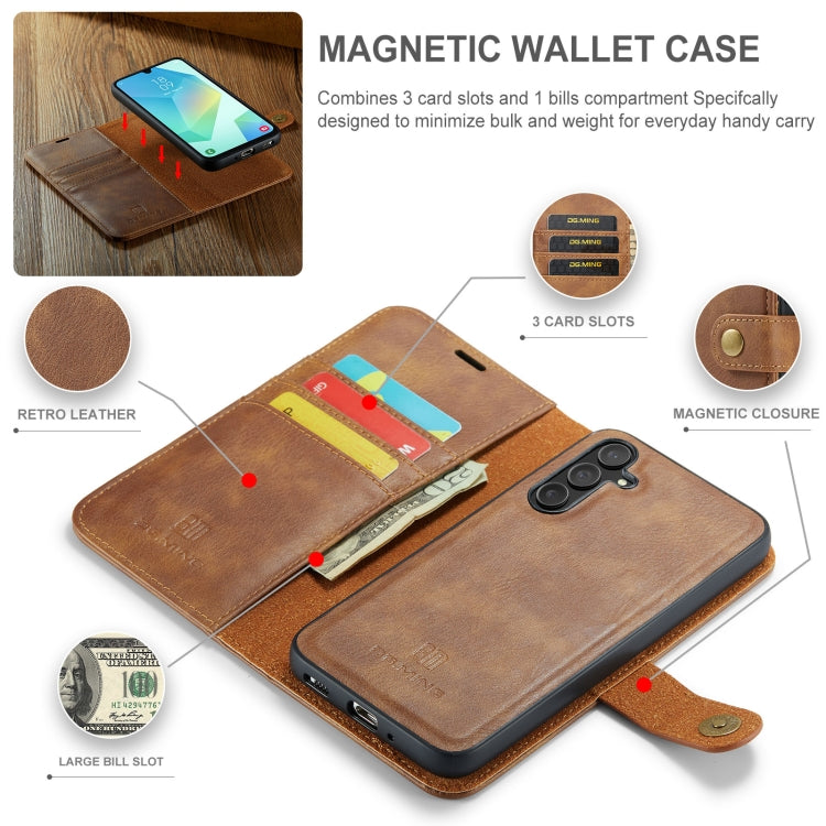 For Samsung Galaxy A16 5G DG.MING Crazy Horse Texture Detachable Magnetic Leather Case(Brown)