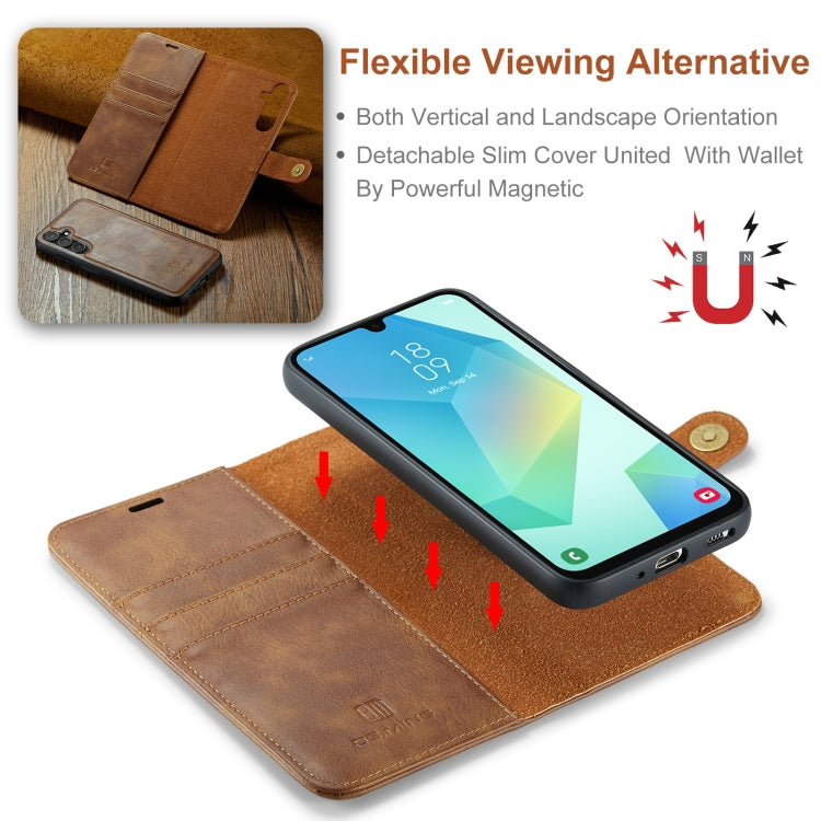For Samsung Galaxy A16 5G DG.MING Crazy Horse Texture Detachable Magnetic Leather Case(Brown)