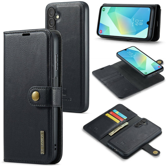 For Samsung Galaxy A16 5G DG.MING Crazy Horse Texture Detachable Magnetic Leather Case(Black)