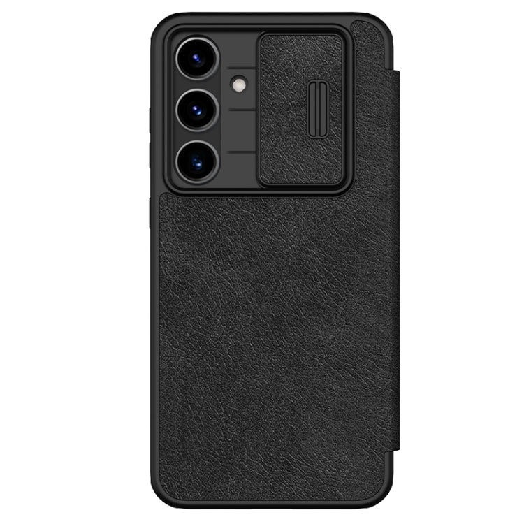 Pour Samsung Galaxy S24 FE 5G NILLKIN QIN Series Pro Étui de Téléphone en Cuir avec Couvercle Coulissant pour Appareil Photo (Noir)