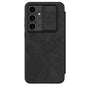 Pour Samsung Galaxy S24 FE 5G NILLKIN QIN Series Pro Étui de Téléphone en Cuir avec Couvercle Coulissant pour Appareil Photo (Noir)