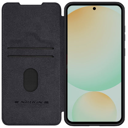 Pour Samsung Galaxy S24 FE 5G NILLKIN QIN Series Pro Étui de Téléphone en Cuir avec Couvercle Coulissant pour Appareil Photo (Noir)