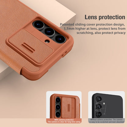 Pour Samsung Galaxy S24 FE 5G NILLKIN QIN Series Pro Étui de Téléphone en Cuir avec Couvercle Coulissant pour Appareil Photo (Noir)