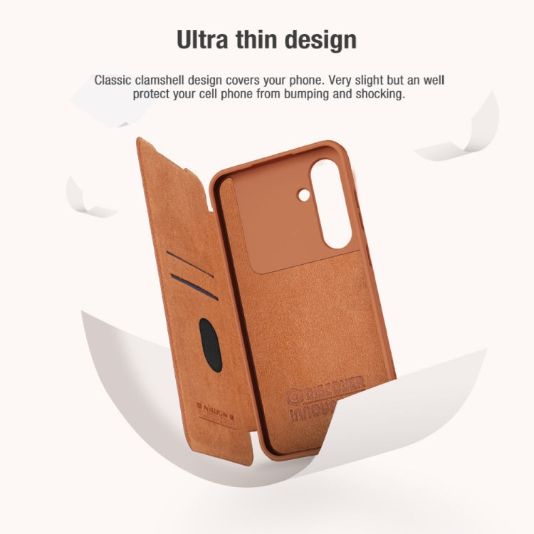 Pour Samsung Galaxy S24 FE 5G NILLKIN QIN Series Pro Étui de Téléphone en Cuir avec Couvercle Coulissant pour Appareil Photo (Noir)