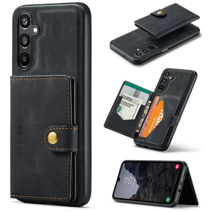 For Samsung Galaxy A16 5G JEEHOOD J01 Retro Magnetic Detachable Wallet Phone Case(Black)