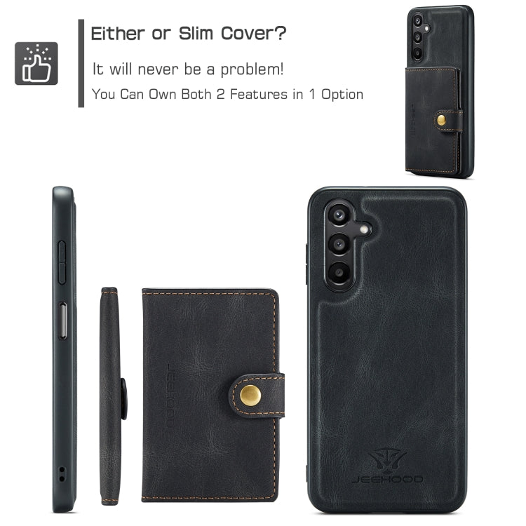 For Samsung Galaxy A16 5G JEEHOOD J01 Retro Magnetic Detachable Wallet Phone Case(Black)