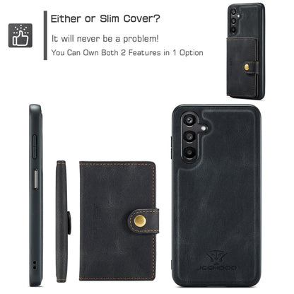 For Samsung Galaxy A16 5G JEEHOOD J01 Retro Magnetic Detachable Wallet Phone Case(Black)