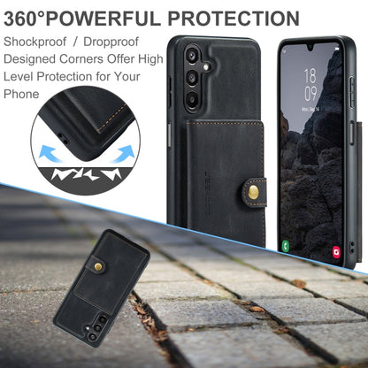 For Samsung Galaxy A16 5G JEEHOOD J01 Retro Magnetic Detachable Wallet Phone Case(Black)