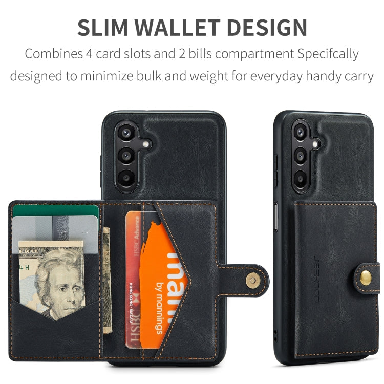 For Samsung Galaxy A16 5G JEEHOOD J01 Retro Magnetic Detachable Wallet Phone Case(Black)