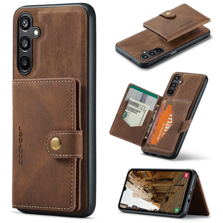 For Samsung Galaxy A16 5G JEEHOOD J01 Retro Magnetic Detachable Wallet Phone Case(Brown)