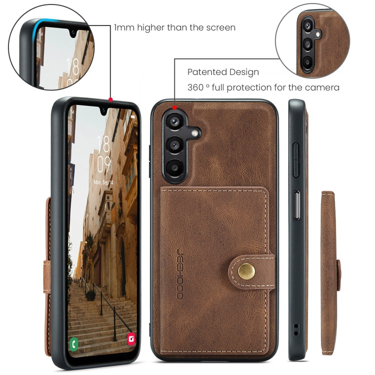 For Samsung Galaxy A16 5G JEEHOOD J01 Retro Magnetic Detachable Wallet Phone Case(Brown)