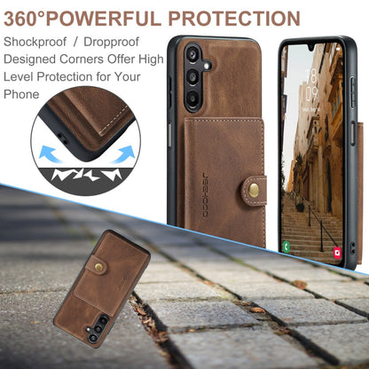 For Samsung Galaxy A16 5G JEEHOOD J01 Retro Magnetic Detachable Wallet Phone Case(Brown)