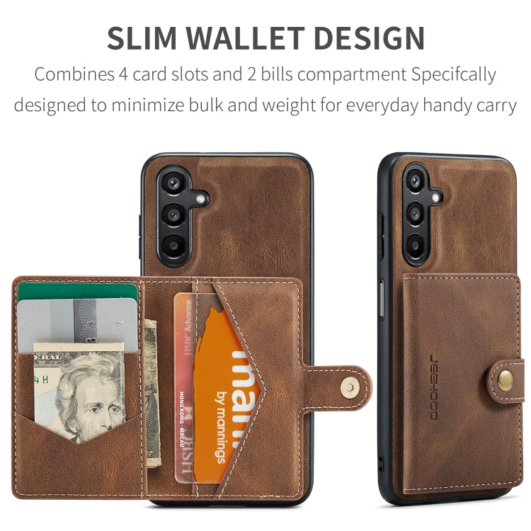 For Samsung Galaxy A16 5G JEEHOOD J01 Retro Magnetic Detachable Wallet Phone Case(Brown)